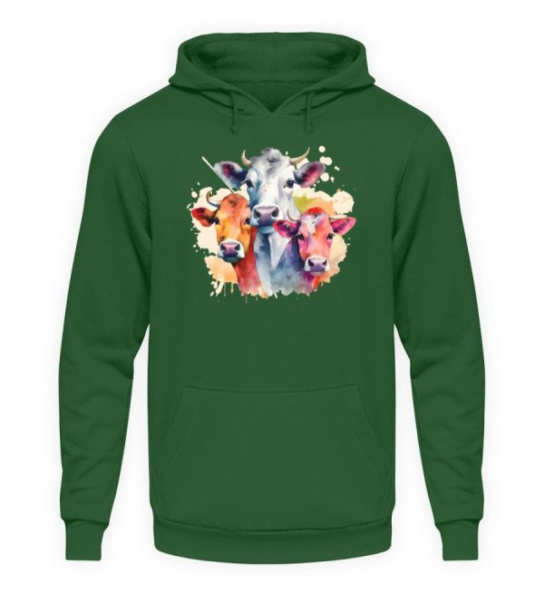 3 Kühe Wasserfarben ·  Unisex Kapuzenpullover Hoodie Zu verkaufen – Bild 4
